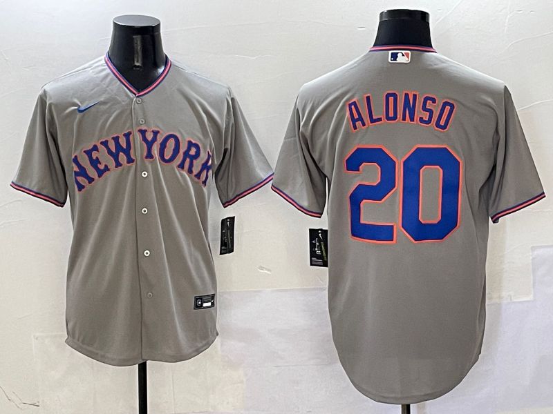 Men New York Mets #20 Alonso Grey Second generation 2025 Nike MLB Jersey style 1->new york mets->MLB Jersey